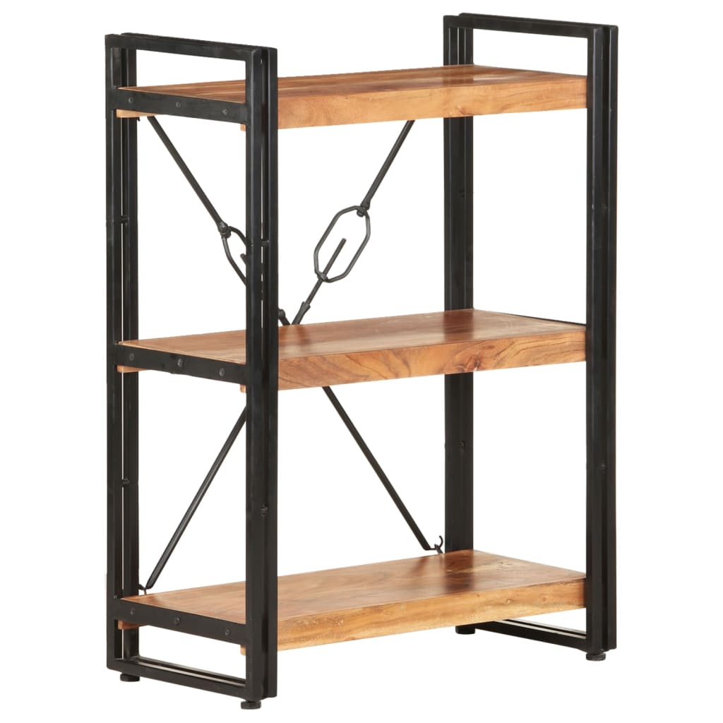 Libreria a 3 Ripiani-Scaffale per Libri-Mobile di Stoccaggio 60x30x80 cm in Legno Massello di Acacia