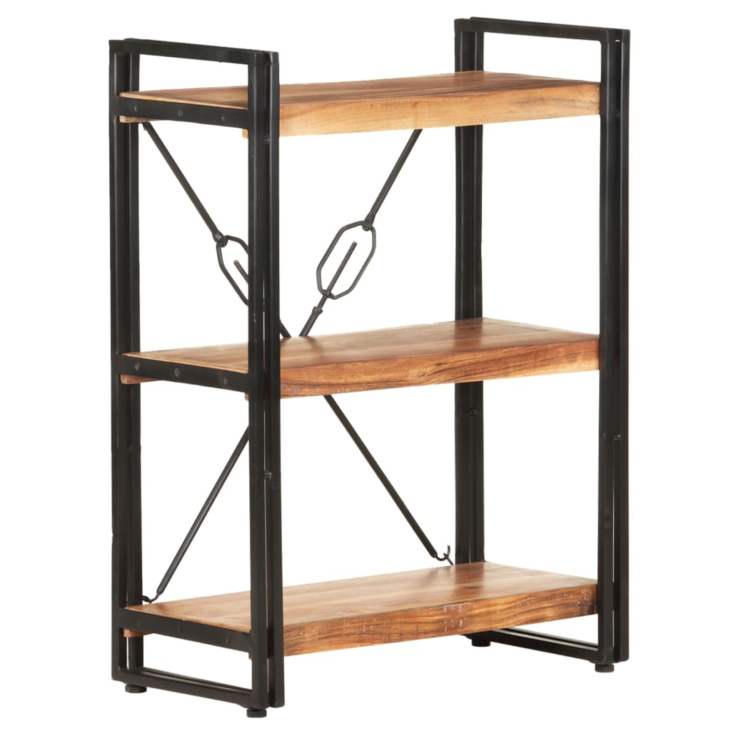 Libreria a 3 Ripiani-Scaffale per Libri-Mobile di Stoccaggio 60x30x80 cm in Legno Massello di Acacia