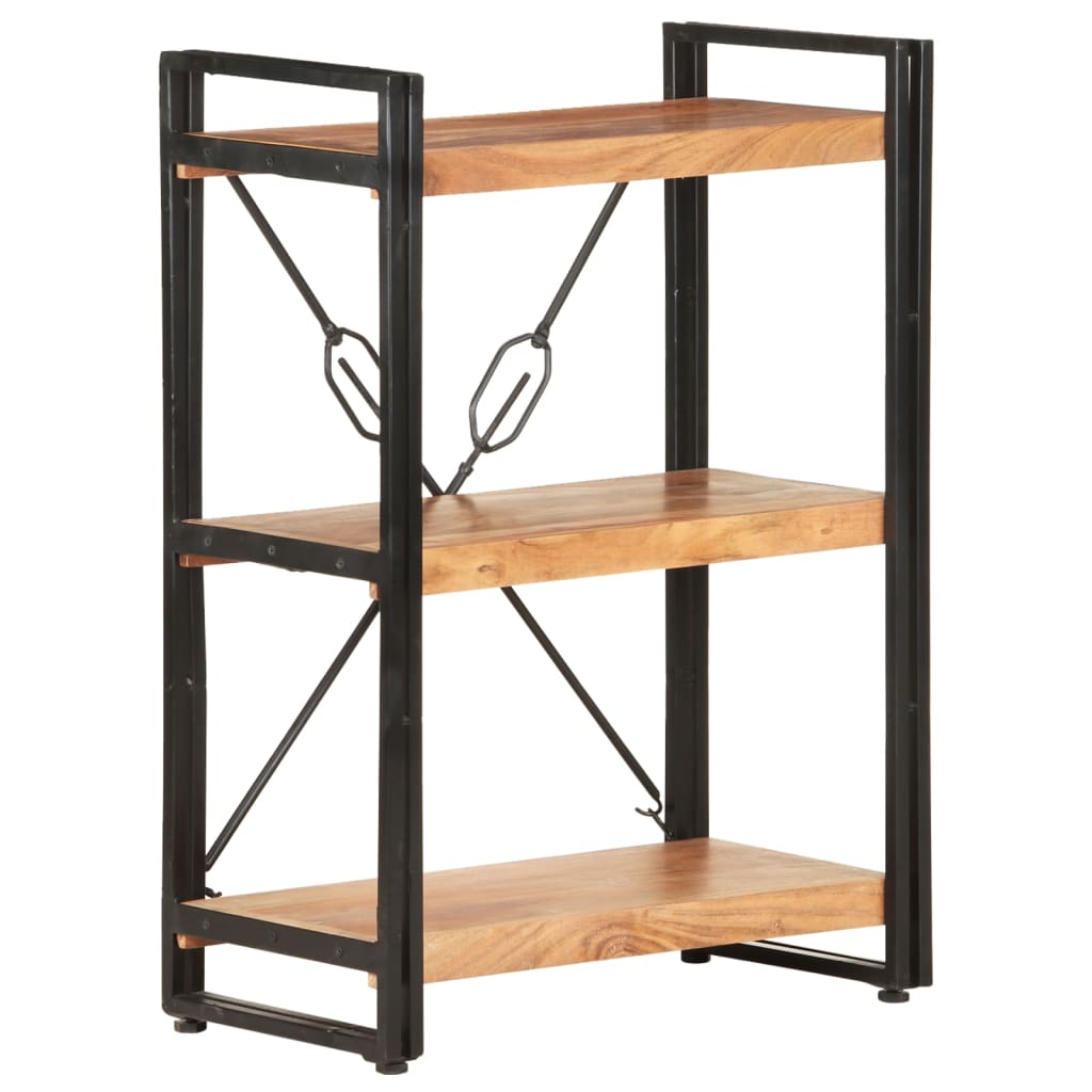 Libreria a 3 Ripiani-Scaffale per Libri-Mobile di Stoccaggio 60x30x80 cm in Legno Massello di Acacia