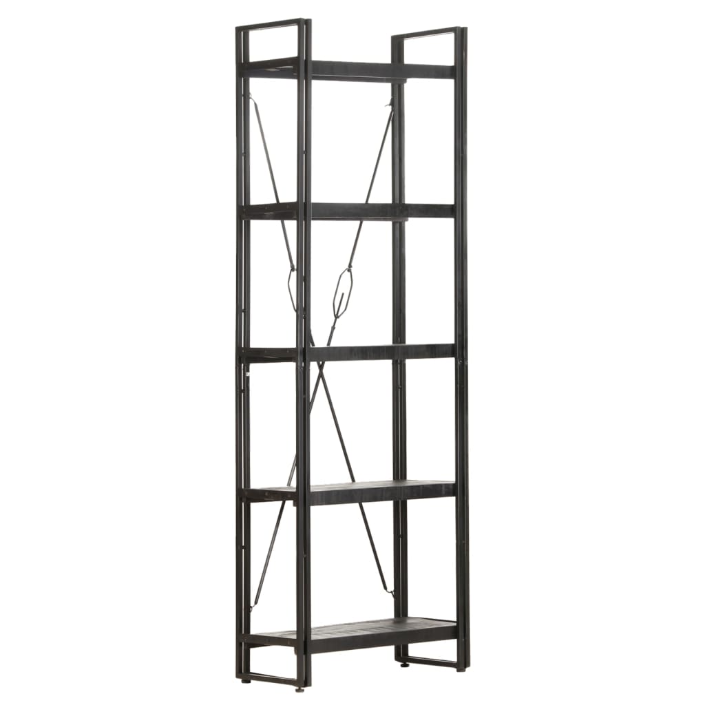 Libreria a 5 Ripiani 60x30x180 cm Nero Legno Massello di Mango 320623