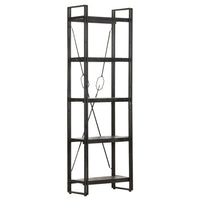 Libreria a 5 Ripiani 60x30x180 cm Nero Legno Massello di Mango 320623