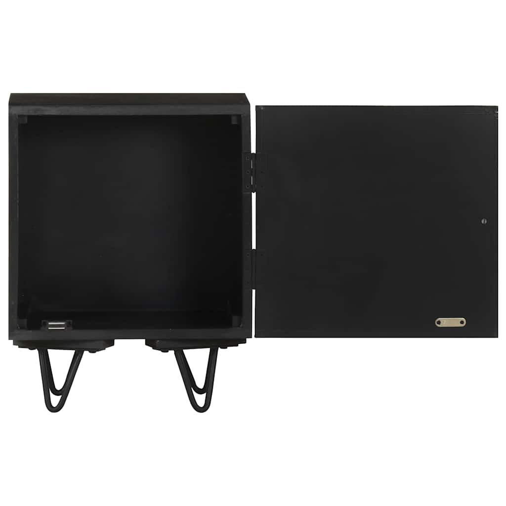 Comodino con Frontale in Ottone-Tavolino da notte 40x30x50cm in Massello di Mango