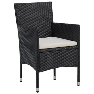 Set Mobili da Pranzo per Giardino 3 pz Nero Polyrattan e Vetro 3058308
