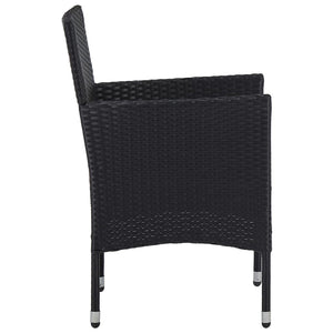 Set Mobili da Pranzo per Giardino 3 pz Nero Polyrattan e Vetro 3058308