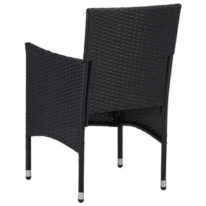 Set Mobili da Pranzo per Giardino 3 pz Nero Polyrattan e Vetro 3058308