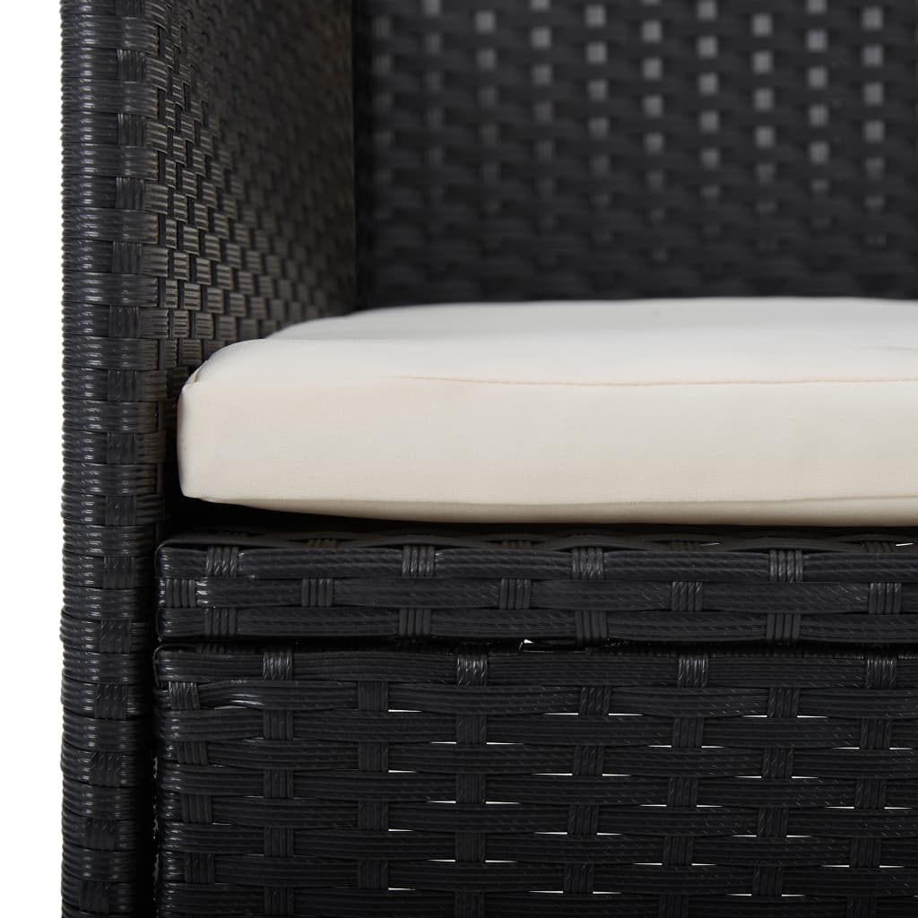 Set Mobili da Pranzo per Giardino 3 pz Nero Polyrattan e Vetro 3058308