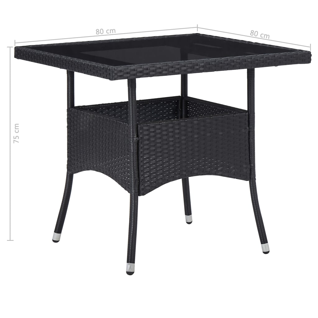 Set Mobili da Pranzo per Giardino 5 pz Nero Polyrattan e Acacia cod mxl 54519