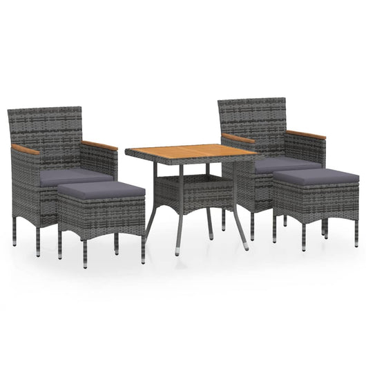 Set Pranzo da Giardino 5pz Polyrattan e Massello Acacia Grigio 3058337