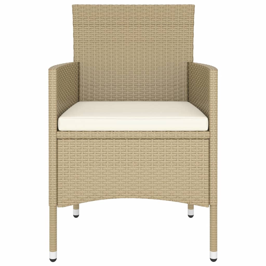 Set Bistrot da Giardino 5 pz Polyrattan e Vetro Temperato Beige 3058370