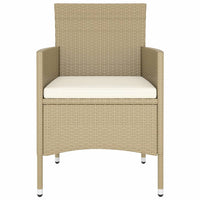 Set Bistrot da Giardino 5 pz Polyrattan e Vetro Temperato Beige 3058370