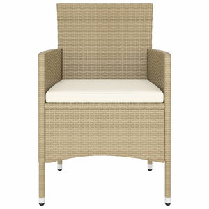 Set Bistrot da Giardino 5 pz Polyrattan e Vetro Temperato Beige 3058370