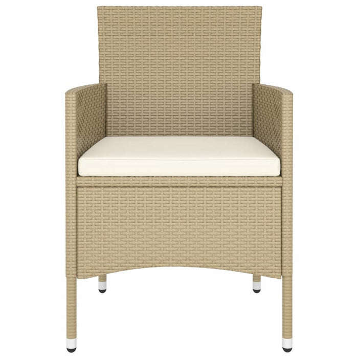 Set Bistrot da Giardino 5 pz Polyrattan e Vetro Temperato Beige 3058370