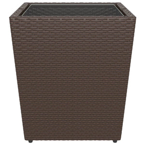 Set Bistrot Giardino 5 pz Polyrattan e Vetro Temperato Marrone