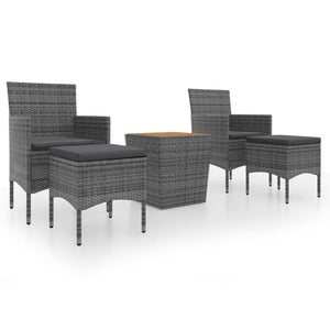 Set Bistrot Giardino 5 pz Polyrattan e Massello Acacia Grigio 3058373