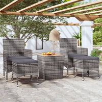 Set Bistrot Giardino 5 pz Polyrattan e Massello Acacia Grigio cod mxl 71397