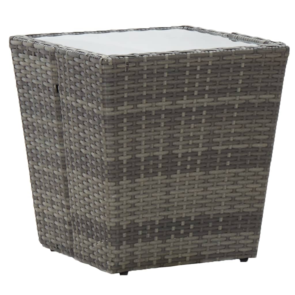 Set Bistrot da Giardino 5pz Polyrattan e Vetro Temperato Grigio 3058375