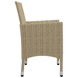 Set Bistrot da Giardino 3 pz Polyrattan e Vetro Temperato Beige 3058380