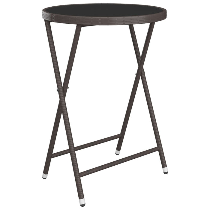 Set Bistrot Giardino 3 pz Polyrattan e Vetro Temperato Marrone 3058381