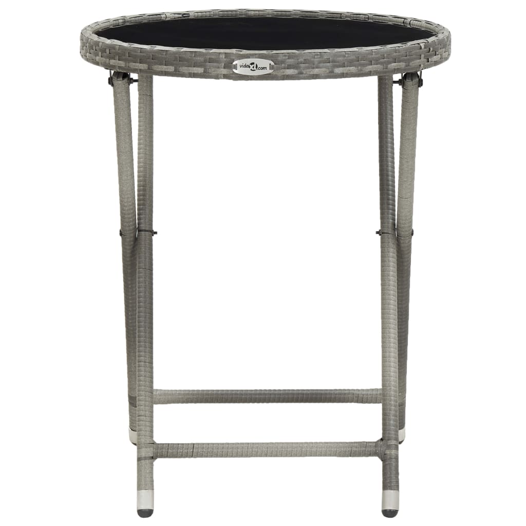 Set Bistrot Giardino 3 pz Polyrattan e Vetro Temperato Grigio 3058385