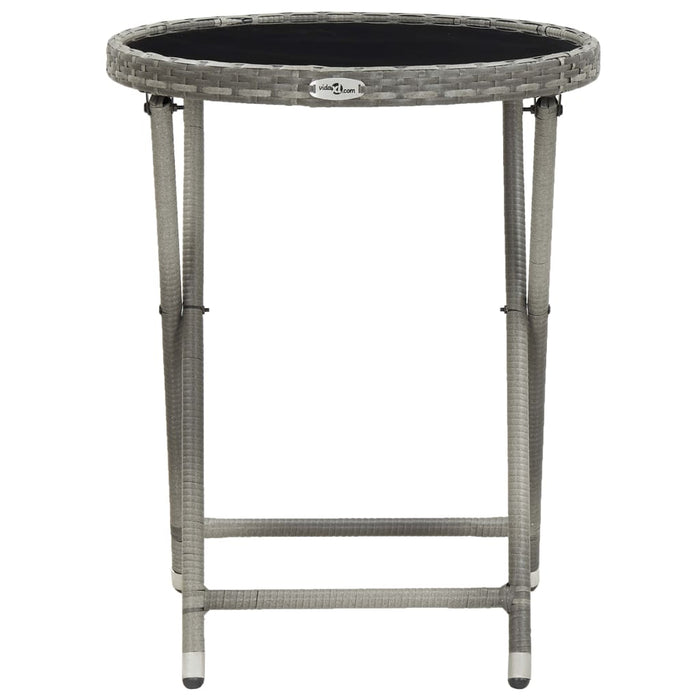Set Bistrot Giardino 3 pz Polyrattan e Vetro Temperato Grigio 3058385