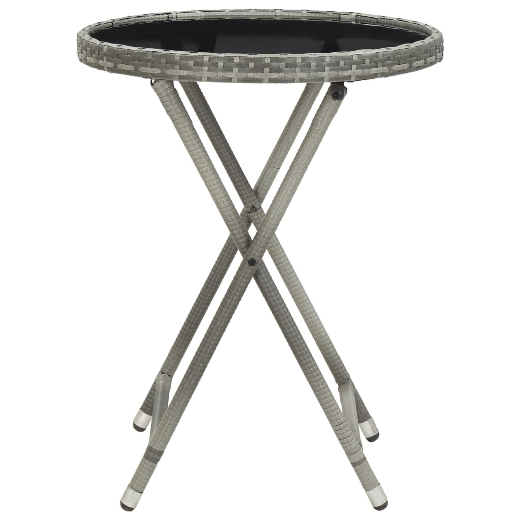 Set Bistrot Giardino 3 pz Polyrattan e Vetro Temperato Grigio 3058385