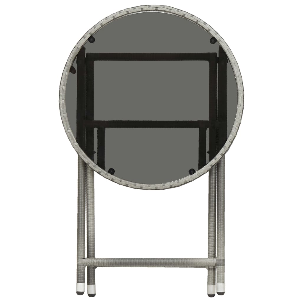 Set Bistrot Giardino 3 pz Polyrattan e Vetro Temperato Grigio 3058385