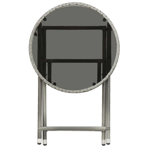 Set Bistrot Giardino 3 pz Polyrattan e Vetro Temperato Grigio 3058385