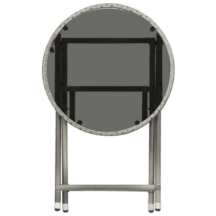 Set Bistrot Giardino 3 pz Polyrattan e Vetro Temperato Grigio 3058385