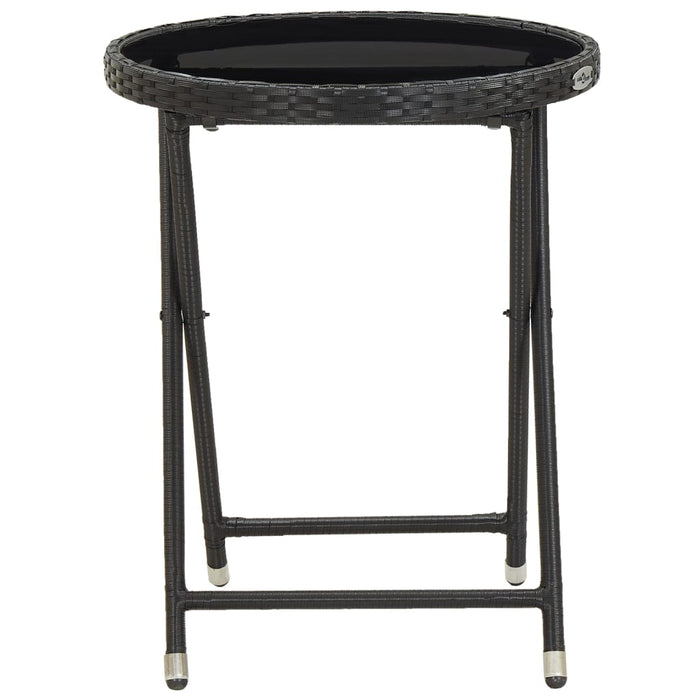 Set da Bistrot per Giardino 5pz Polyrattan Vetro Temperato Nero cod mxl 71395