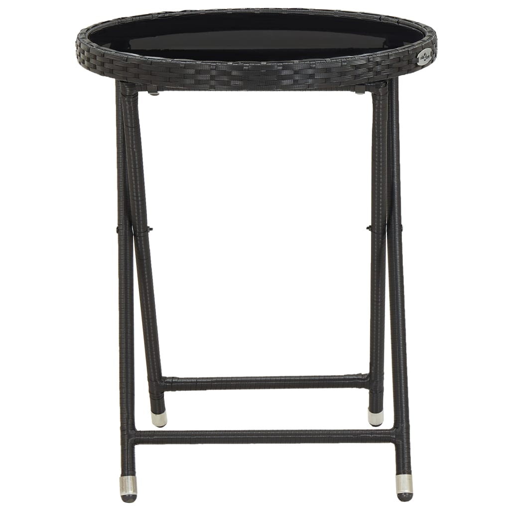 Set da Bistrot per Giardino 5pz Polyrattan Vetro Temperato Nero 3058388