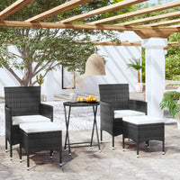 Set da Bistrot per Giardino 5pz Polyrattan Vetro Temperato Nero 3058388