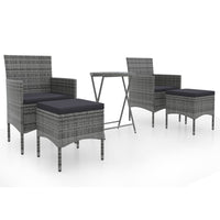 Set Bistrot da Giardino 5pz Polyrattan e Vetro Temperato Grigio  cod mxl 71400