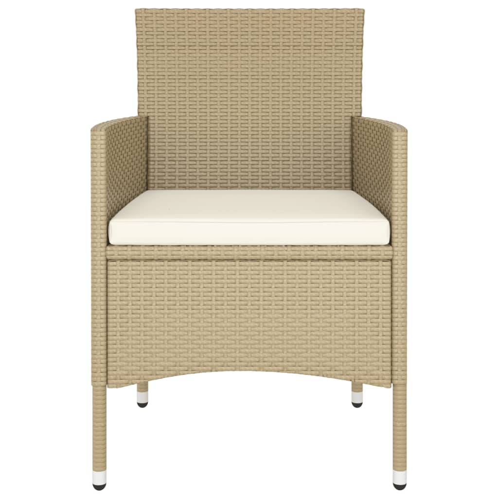 Set Bistrot da Giardino 5 pz Polyrattan e Vetro Temperato Beige