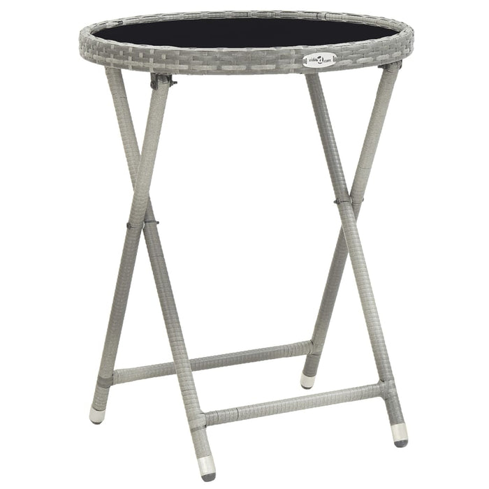 Set Bistrot da Giardino 5pz Polyrattan e Vetro Temperato Grigio 3058395