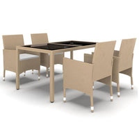 Set da Pranzo Giardino 5 pz Polyrattan e Vetro Temperato Beige 3058420