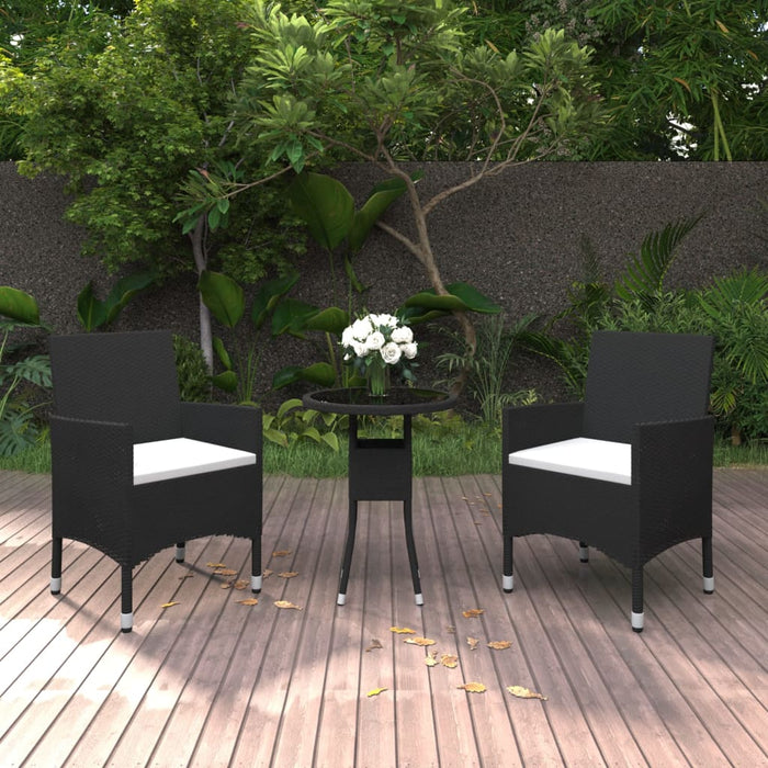 Set da Pranzo per Giardino 3 pz in Polyrattan Nero 3058458
