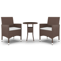 Set da Pranzo per Giardino 3 pz in Polyrattan Marrone 3058461