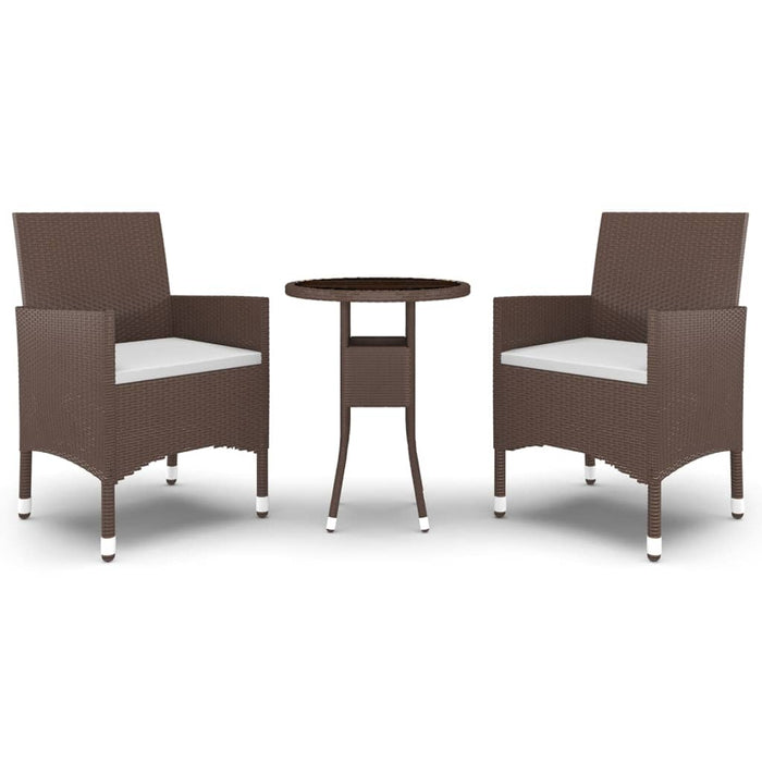 Set da Pranzo per Giardino 3 pz in Polyrattan Marrone 3058461