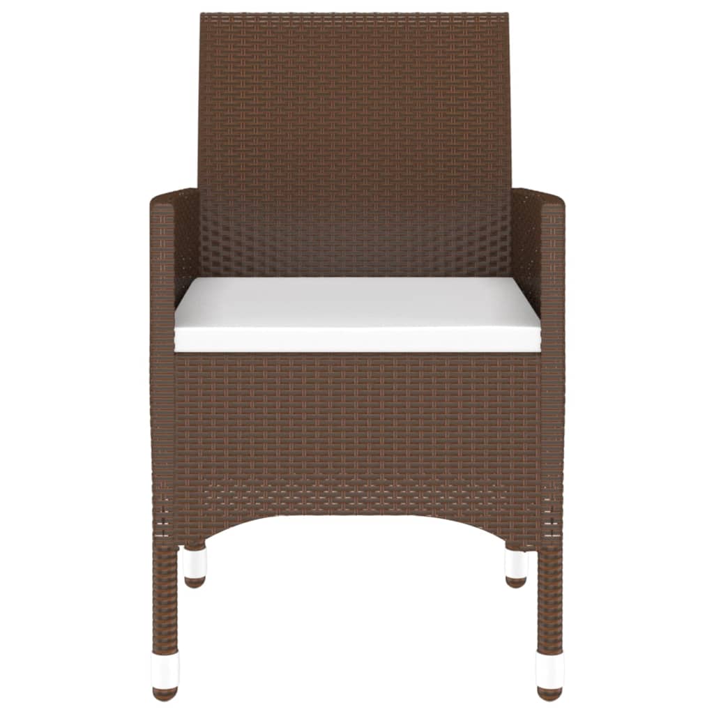 Set da Pranzo per Giardino 3 pz in Polyrattan Marrone 3058461