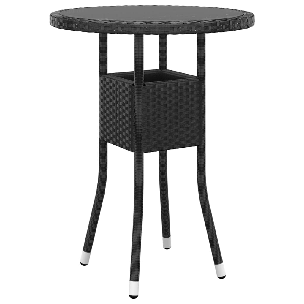 Set da Pranzo per Giardino 3 pz in Polyrattan Nero cod mxl 37928