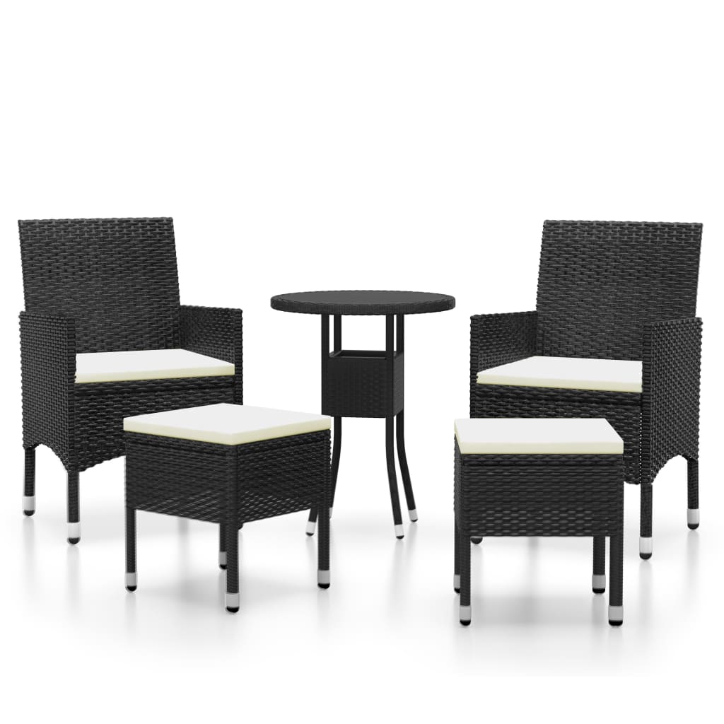 Set Divani da Giardino 5 pz in Polyrattan Nero cod mxl 71420