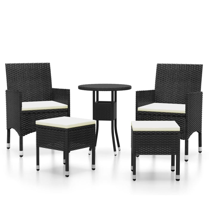 Set Divani da Giardino 5 pz in Polyrattan Nero cod mxl 71420