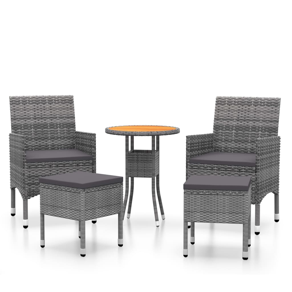 Set Divani da Giardino 5 pz in Polyrattan Grigio cod mxl 71424