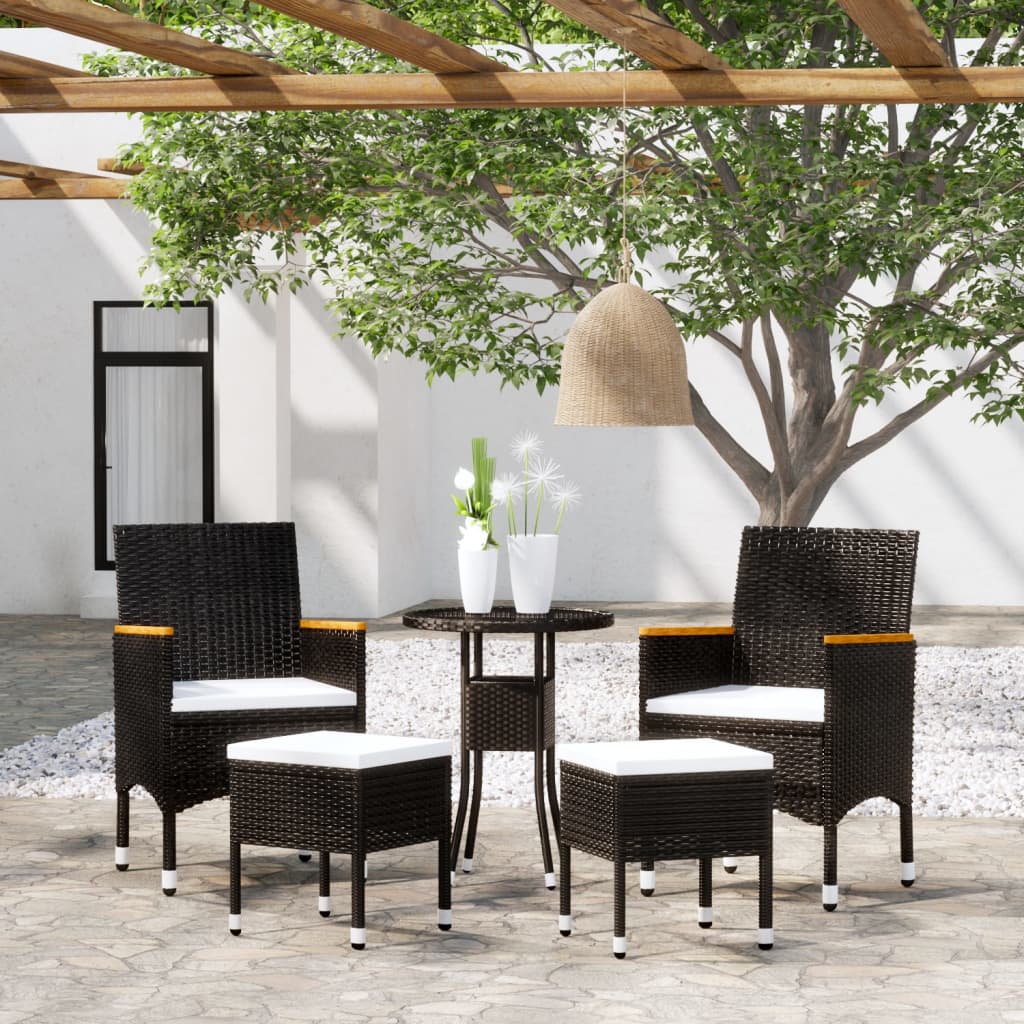 Set Divani da Giardino 5 pz in Polyrattan Nero 3058474
