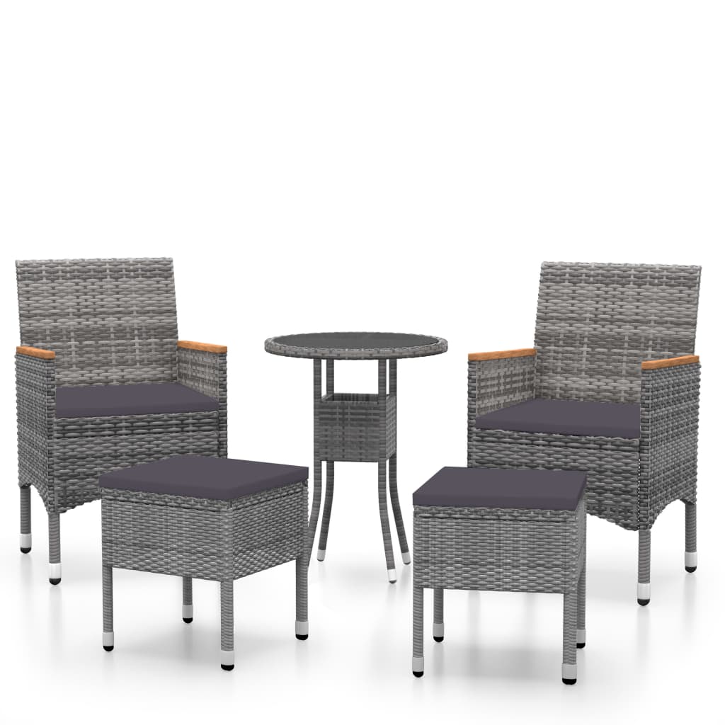 Set Divani da Giardino 5 pz in Polyrattan Grigio cod mxl 71416