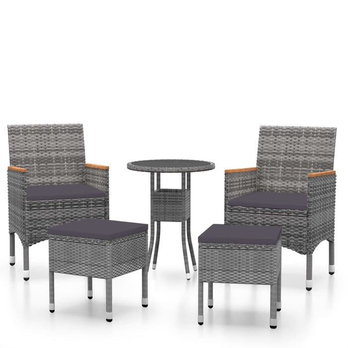 Set Divani da Giardino 5 pz in Polyrattan Grigio cod mxl 71416