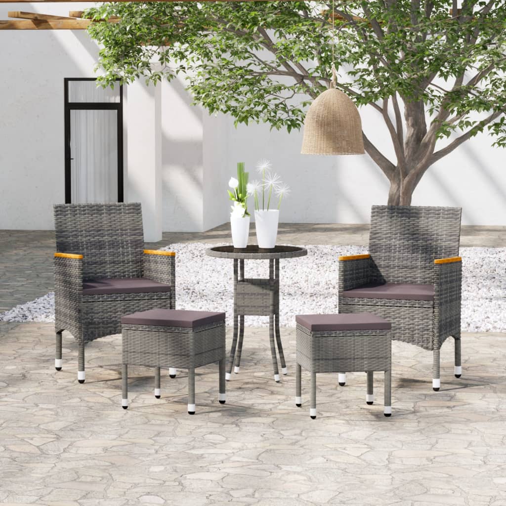 Set Divani da Giardino 5 pz in Polyrattan Grigio cod mxl 71416