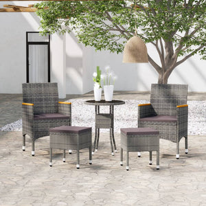 Set Divani da Giardino 5 pz in Polyrattan Grigio cod mxl 71416