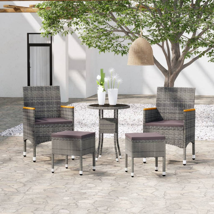 Set Divani da Giardino 5 pz in Polyrattan Grigio cod mxl 71416