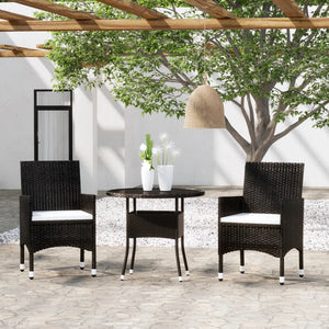 Set da Pranzo per Giardino 3 pz in Polyrattan Nero 3058478